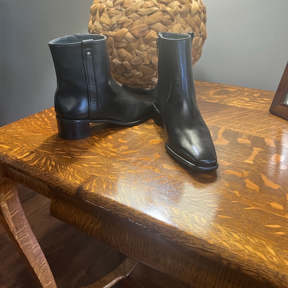 Stuart Weitzman Sleek Black Leather Booties